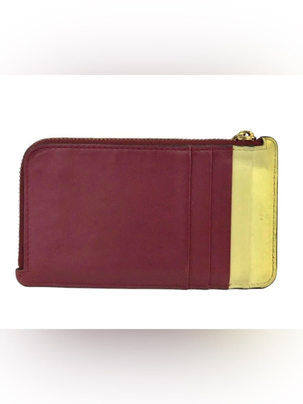 ✨🛍️ Loewe Anagram Burgundy & Yellow Leather Card Holder Pouch - Picture 4 of 5